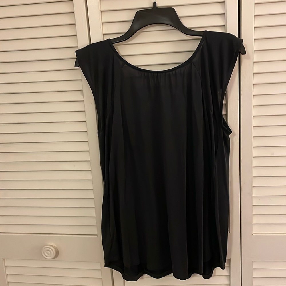 Loft Charcoal capped sleeve with fringe ties